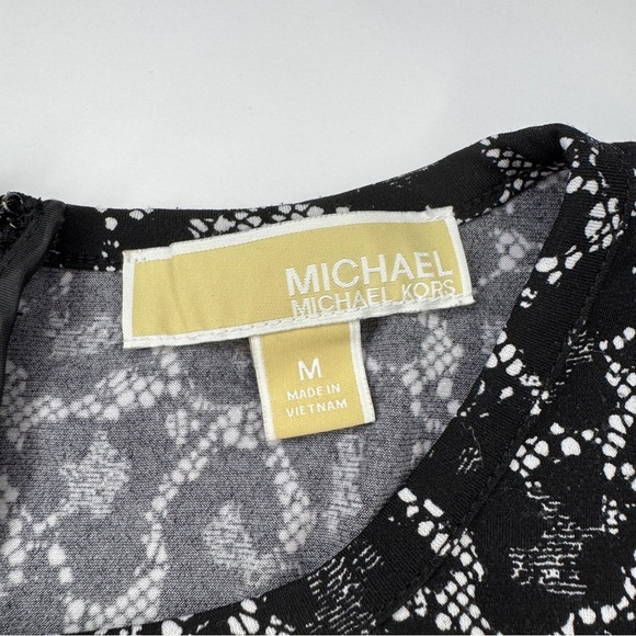 Michael Kors Black White Animal Print Long Sleeve Dress Medium - Picture 4 of 5